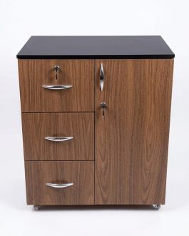 Armário Baixo Volante com 3 Gavetas, Porta e Chave 100% MDF