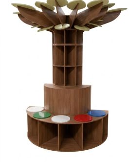 Estante Árvore com Assentos Coloridos Integrados – 100% MDF